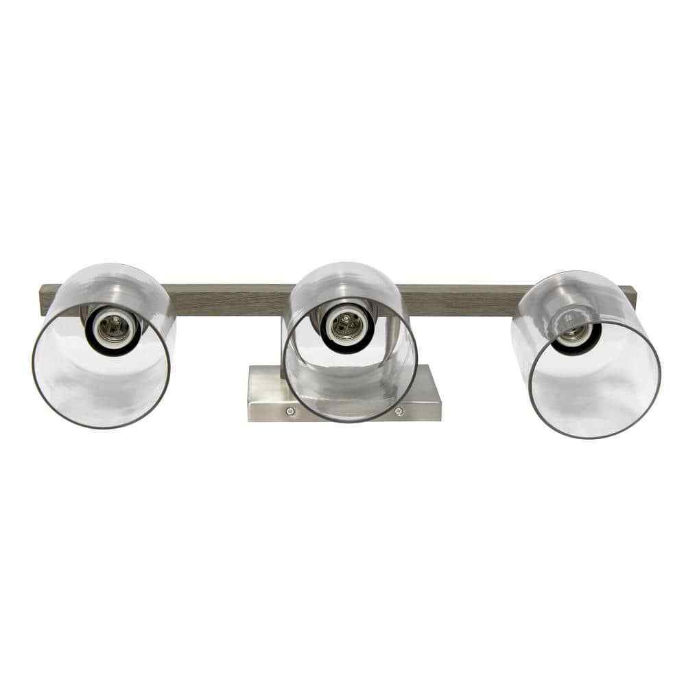 Lalia Home 22 in. Gray Rustic 3-Light Metal and Clear Glass Shade Wall Fixture