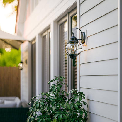 Home Decorators Greer 1-Light Black Outdoor Wall Lantern Sconce Light