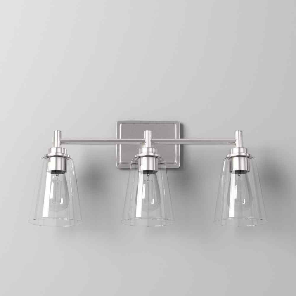 Hampton Bay Wakefield 22.5 in. 3-Light Brushed Nickel Bath Vanity Light