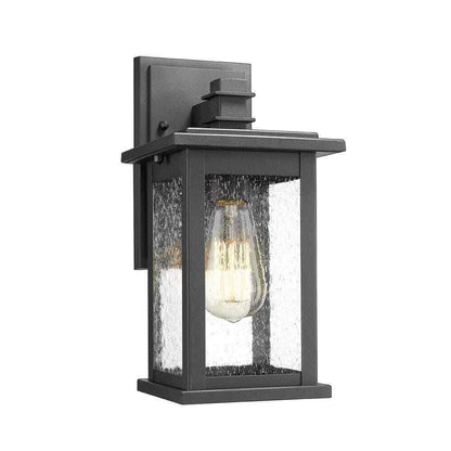 JAZAVA 1-Light Black Weather Resistant Outdoor Wall Light Sconce Wall Lantern