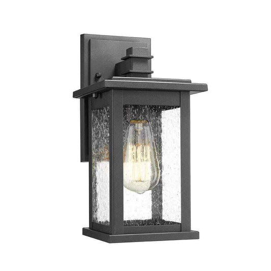 JAZAVA 1-Light Black Weather Resistant Outdoor Wall Light Sconce Wall Lantern