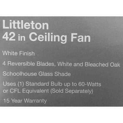Littleton 42 in. LED Indoor Flush Mount White Ceiling Fan with Light Kit