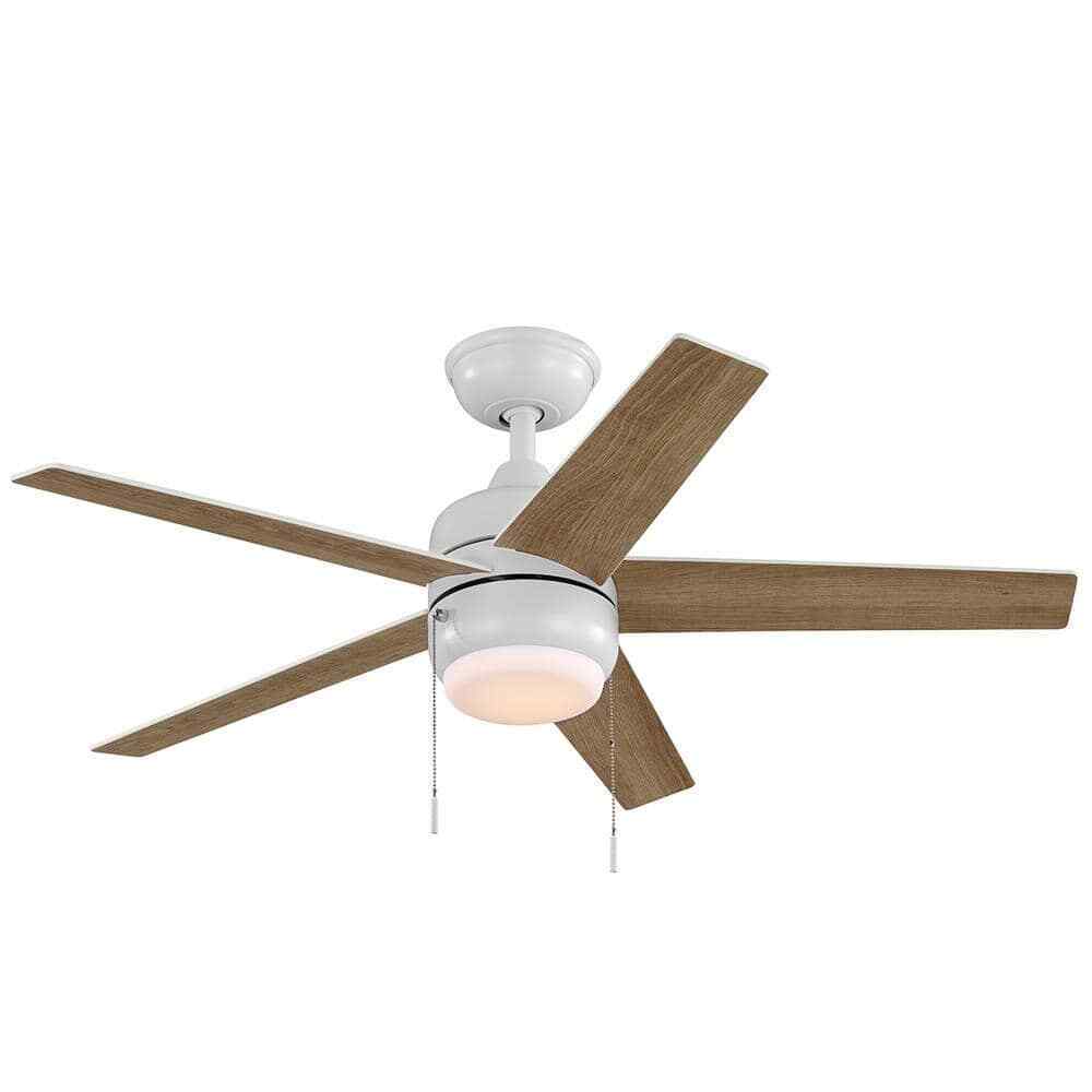 Hampton Bay Mena 44 in. LED Indoor/Outdoor Matte White Ceiling Fan w/ Light Kit