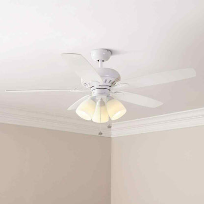 Hampton Bay Rockport 52 in. LED Matte White Ceiling Fan with Light Kit 51752