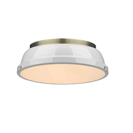 Golden Lighting Duncan AB 2-Light Aged Brass Flush Mount Light