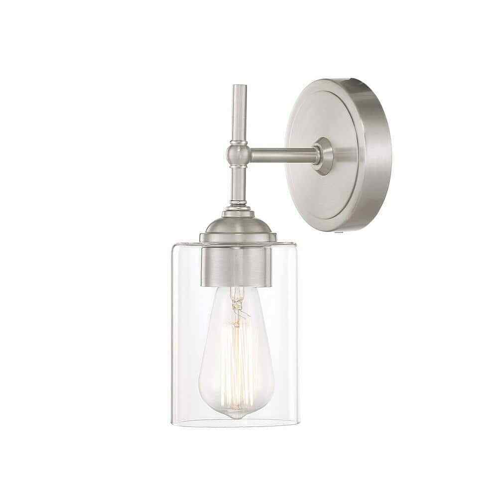 Home Decorators Ayelen 1-Light Brushed Nickel Indoor Wall Sconce