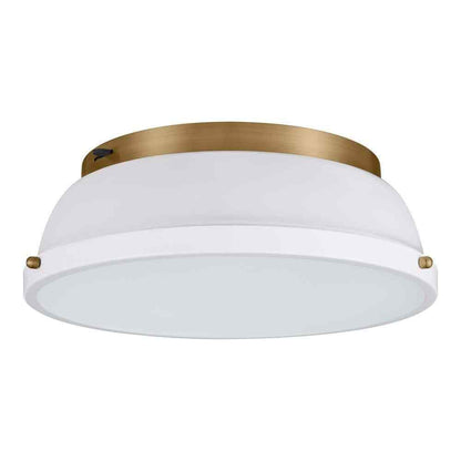 Hampton Bay Taspen 14 in. White/Brass LED Flush Mount Ceiling Light Fixture