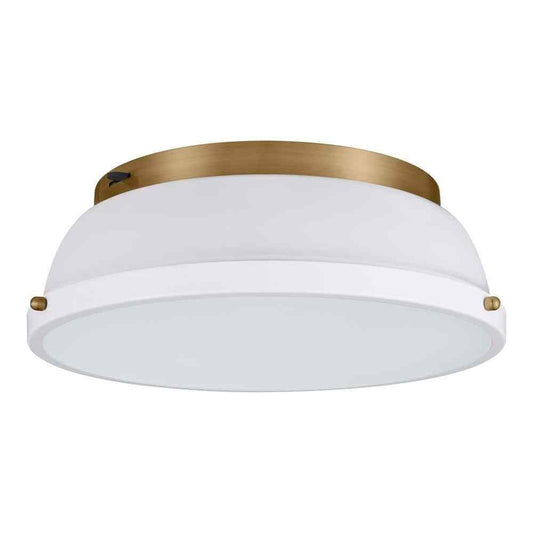Hampton Bay Taspen 14 in. White/Brass LED Flush Mount Ceiling Light Fixture