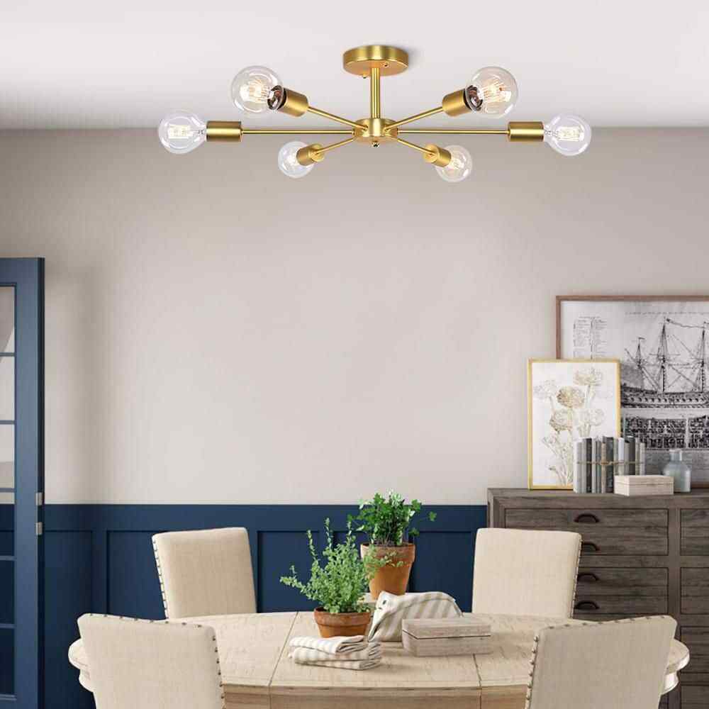 RRTYO Gallman Gold Mid-Century Pendant Ceiling Light Sputnik Semi-Flush Mount