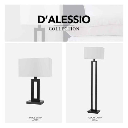 Globe Electric D'Alessio 20 in. Matte Black Table Lamp with White Linen Shade