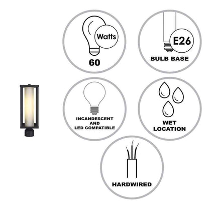 Bel Air Lighting Adler 1-Light Black Outdoor Lamp Post Light Fixture
