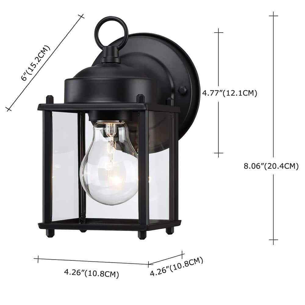 Hukoro 2-Pack 1-Light Outdoor Wall Light with Matte Black and Clear Glass Shade