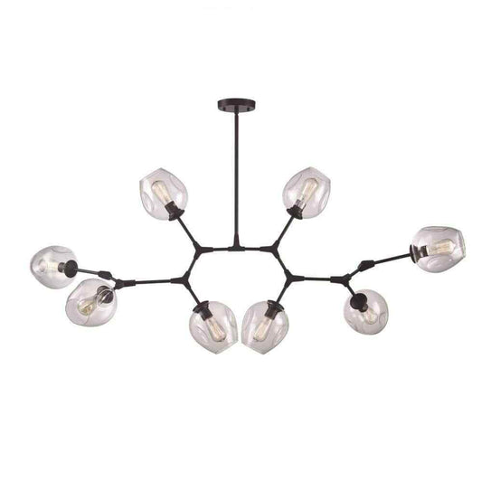 Bel Air Lighting 8-Light Black Kitchen Pendant Light with Clear Glass Shades