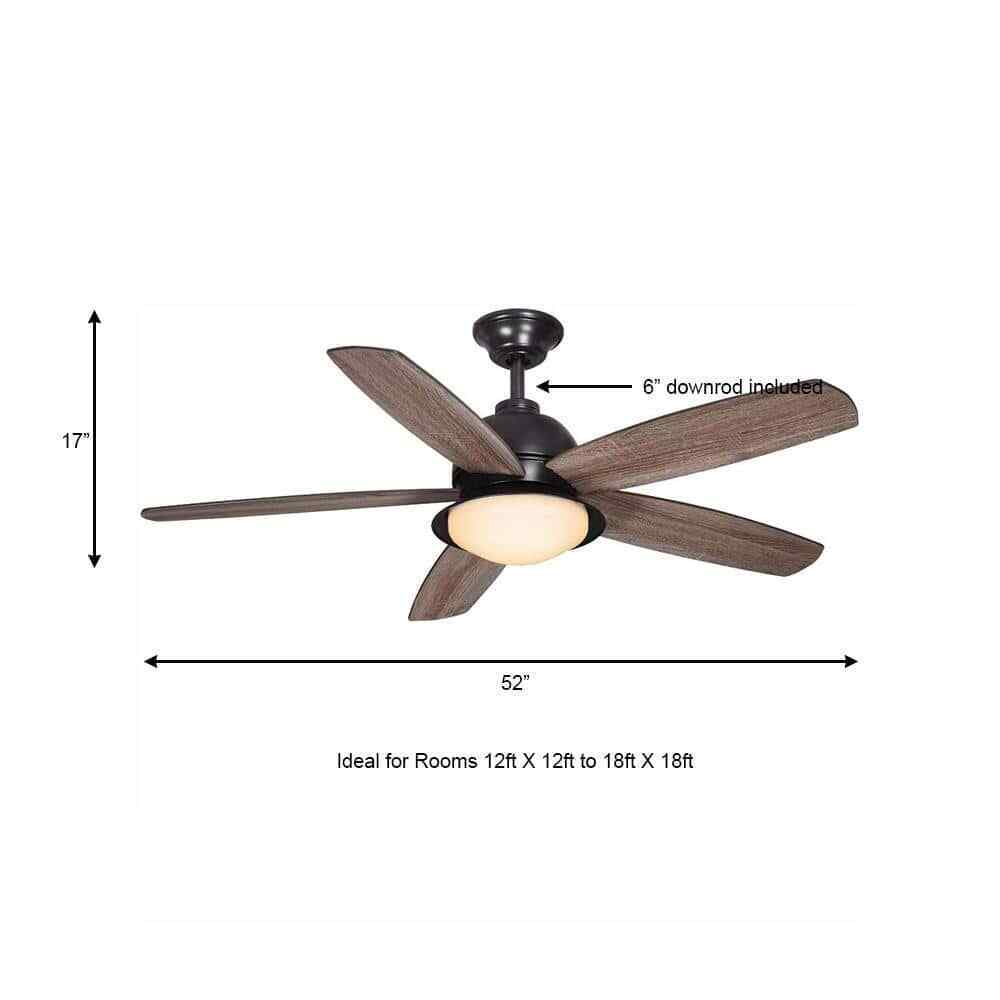 Home Decorators Ackerly 52" LED Iron Ceiling Fan w/ Light Kit and Remote Control