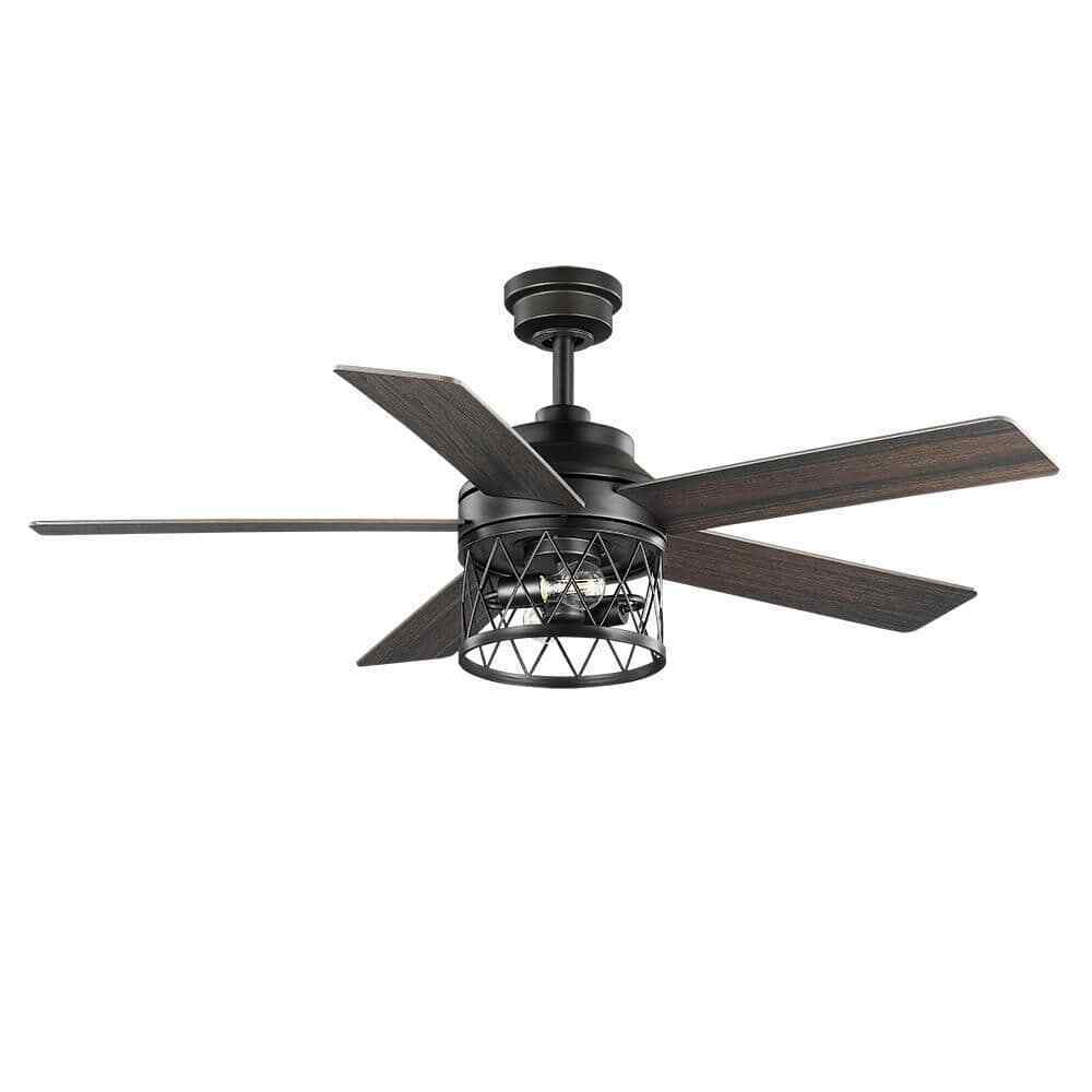 Hampton Bay North Grove 52 in. Indoor LED Matte Black Dry Rated Ceiling Fan