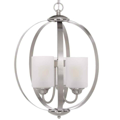 Hampton Bay Findlay 3-Light Brushed Nickel Chandelier w/ Etched White Glass