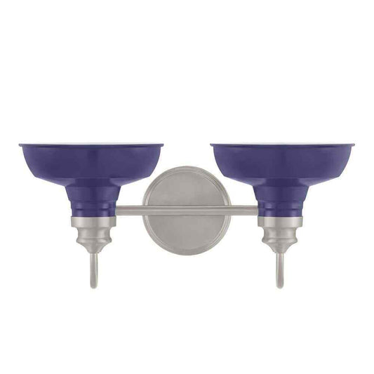Hampton Bay Elmcroft 2-Light Brushed Nickel Bathroom Vanity Light Blue Shades
