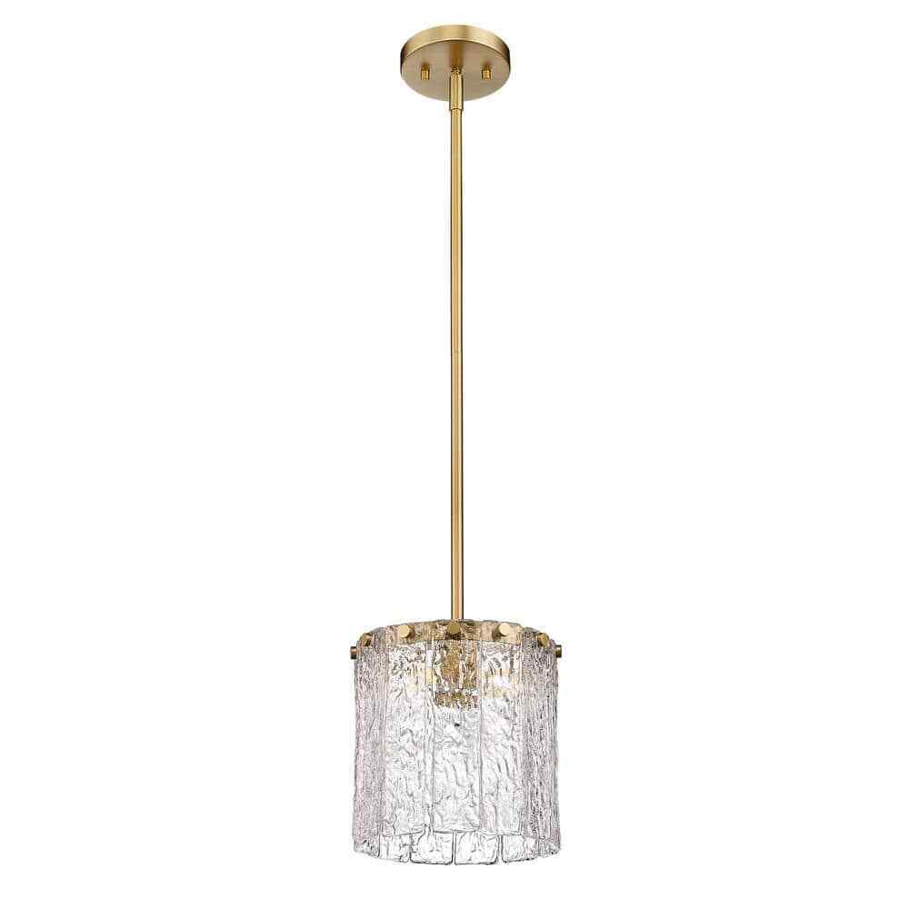 Glacier 1-Light Modern Gold Pendant-Light with Glass Shade