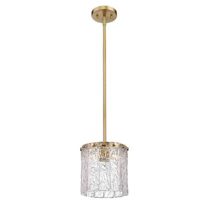 Glacier 1-Light Modern Gold Pendant-Light with Glass Shade