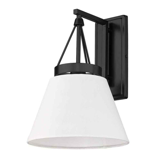Golden Lighting Penn 1 Light Matte Black Wall Sconce w/ Modern White Shade Shade