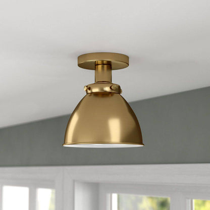 Meyer&Cross Madison 8 in. Brushed Brass Semi Flush Mount with Metal Shade