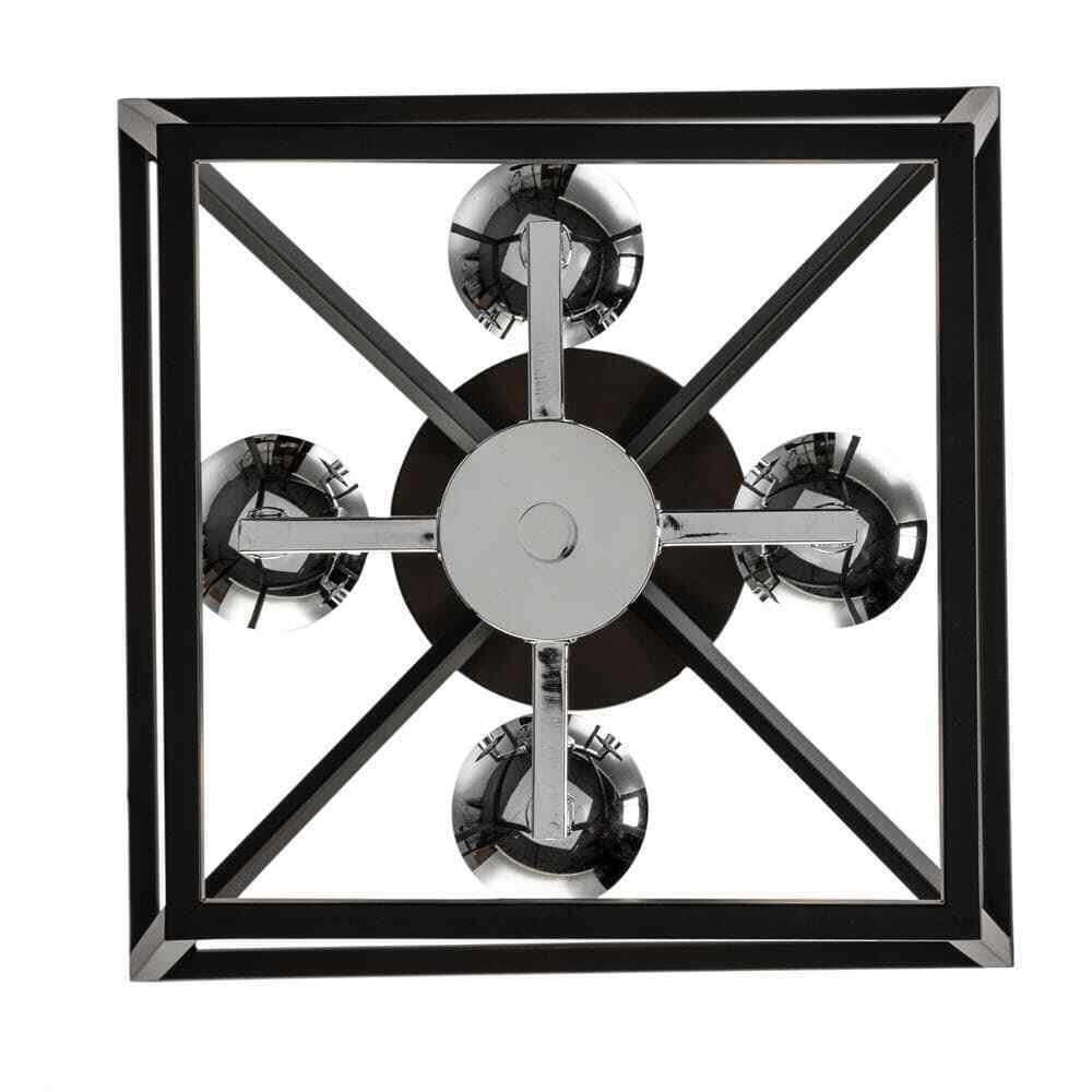 Home Decorators Weyburn 16.5 in. 4-Light Black/Chrome Lantern Semi-Flush Mount
