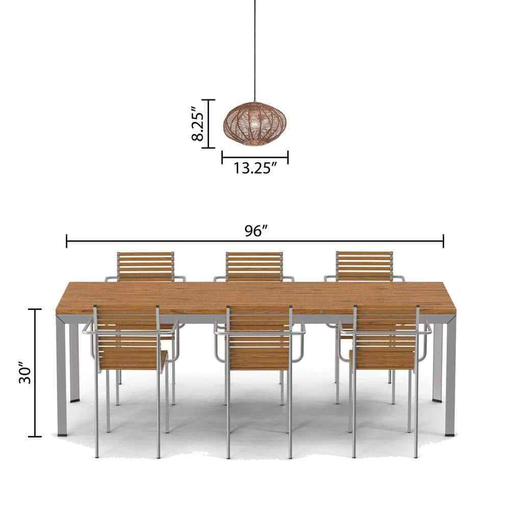 River of Goods Emilia Light Bronze Hanging Pendant with Brown Woven Rattan Shade