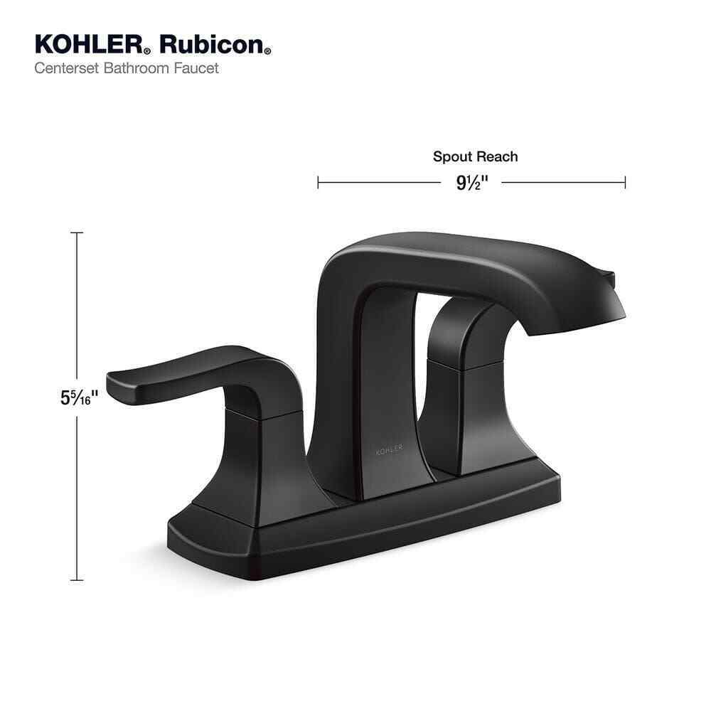 KOHLER Rubicon 4 in. Centerset Double Handle Bathroom Faucet in Matte Black