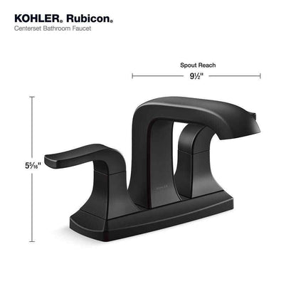 KOHLER Rubicon 4 in. Centerset Double Handle Bathroom Faucet in Matte Black