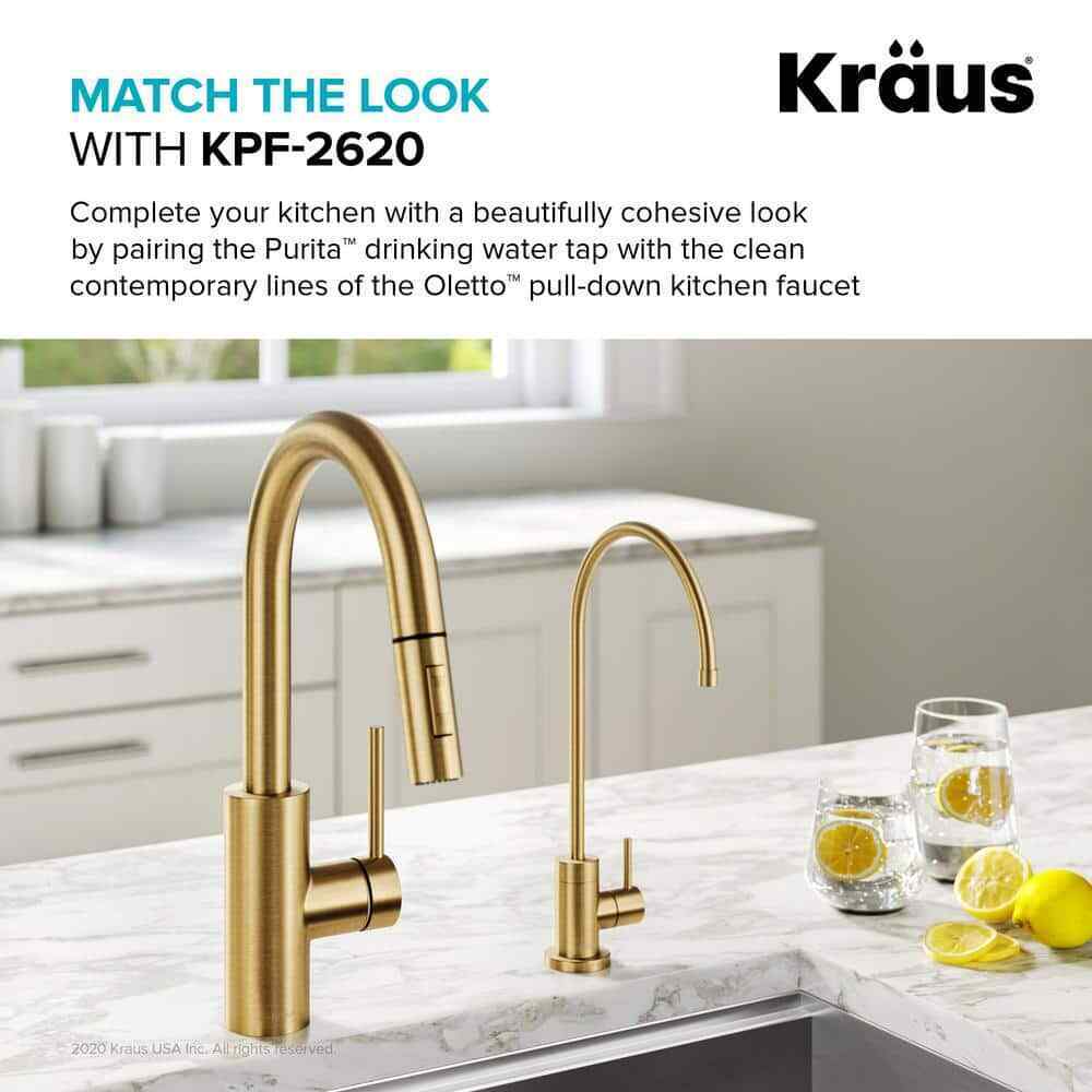 KRAUS Purita Single Handle 100% Lead-Free Beverage Faucet in Brushed Brass