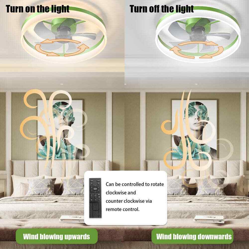 Tidoin LED Indoor Green Smart Ceiling Fan w/ Remote and Reversible Blades