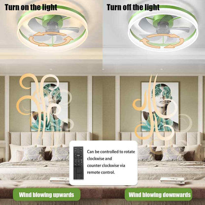 Tidoin LED Indoor Green Smart Ceiling Fan w/ Remote and Reversible Blades