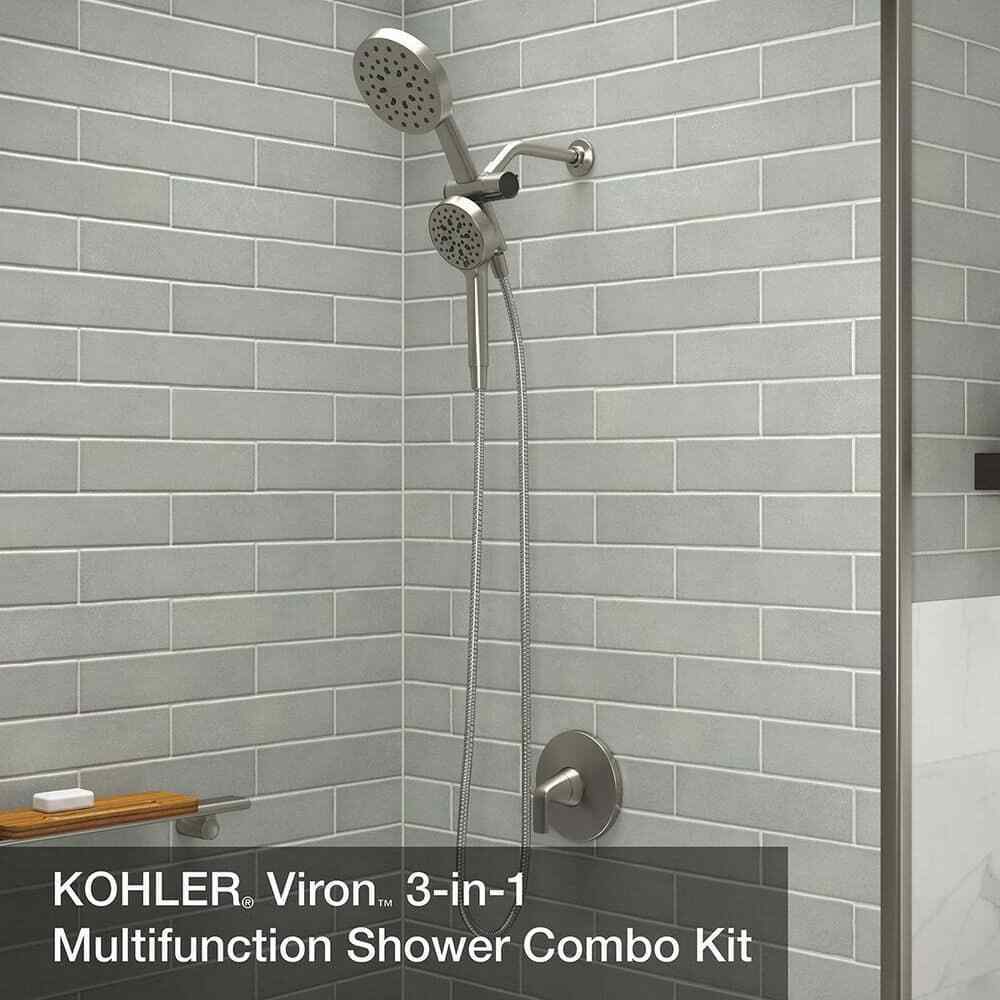 KOHLER Viron Dual Fixed and Handheld Shower Head in Vibrant Brushed Nickel