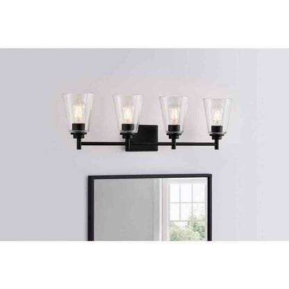 Hampton Bay Wakefield 31 in. 4-Light Matte Black Bath Vanity Light HB3682-43