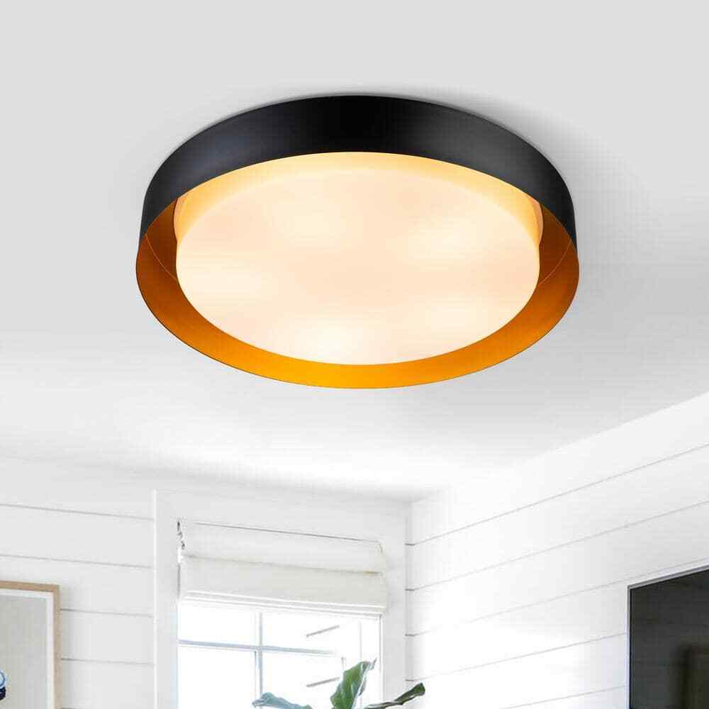 EDISLIVE Victor 23.6 in. 5-Light Minimalist Black Flush Mount 81010000039408