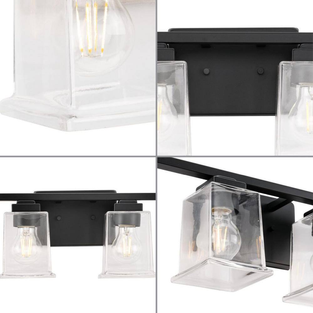 Progress Lighting Gilmour 27.875 in. 4-Light Matte Black Craftsman Vanity Light