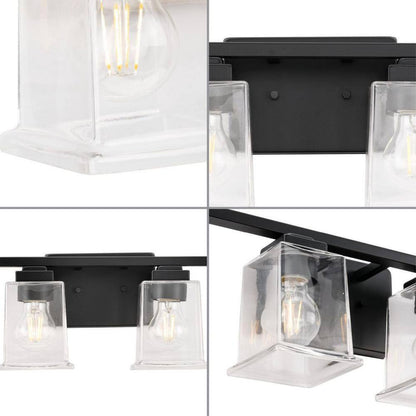 Progress Lighting Gilmour 27.875 in. 4-Light Matte Black Craftsman Vanity Light