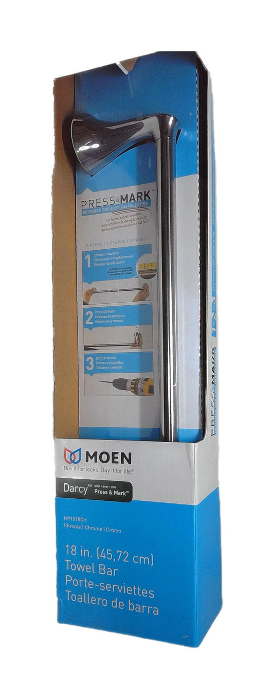 MOEN Darcy 18 in. Towel Bar with Press and Mark in Chrome MY1518CH
