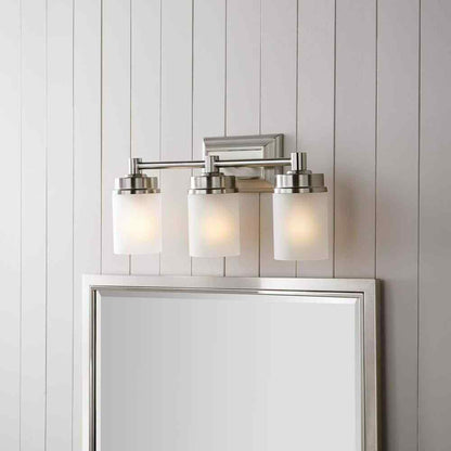 Hampton Bay Cade 3-Light 20.25 in. Brushed Nickel Vanity Light w/ Frosted Glass