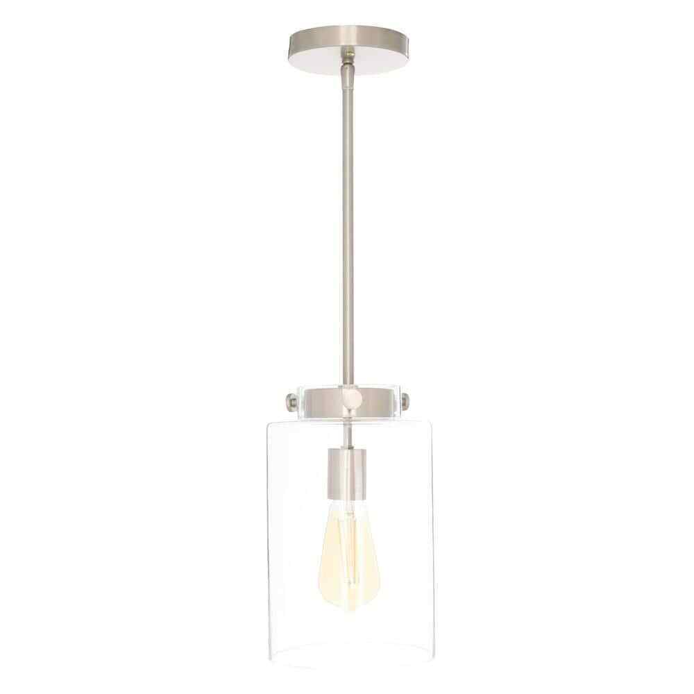 Hampton Bay Mullins 6.75 in. 1-Light Brushed Nickel Mini Pendant
