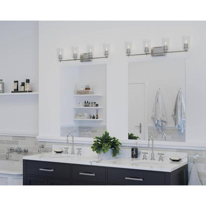 Progress Lighting Adley 4-Light Brushed Nickel Clear Glass Bathroom Vanity Light