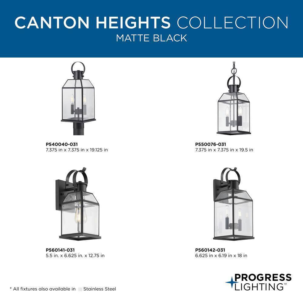 Progress Lighting Canton Heights 2-Light Matte Black Outdoor Pendant Light