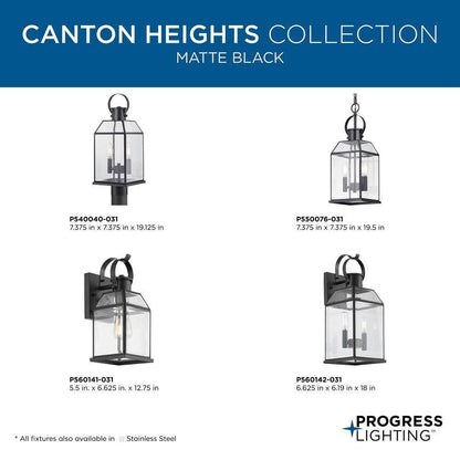 Progress Lighting Canton Heights 2-Light Matte Black Outdoor Pendant Light
