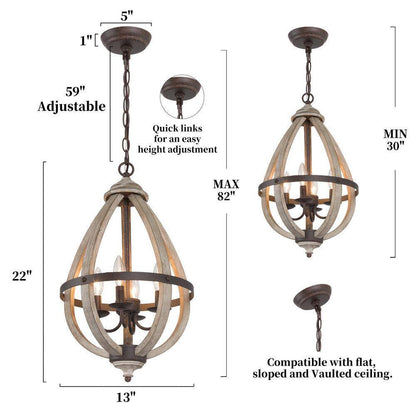 LNC 4-Light Rustic Bronze Farmhouse Globe Island Chandelier