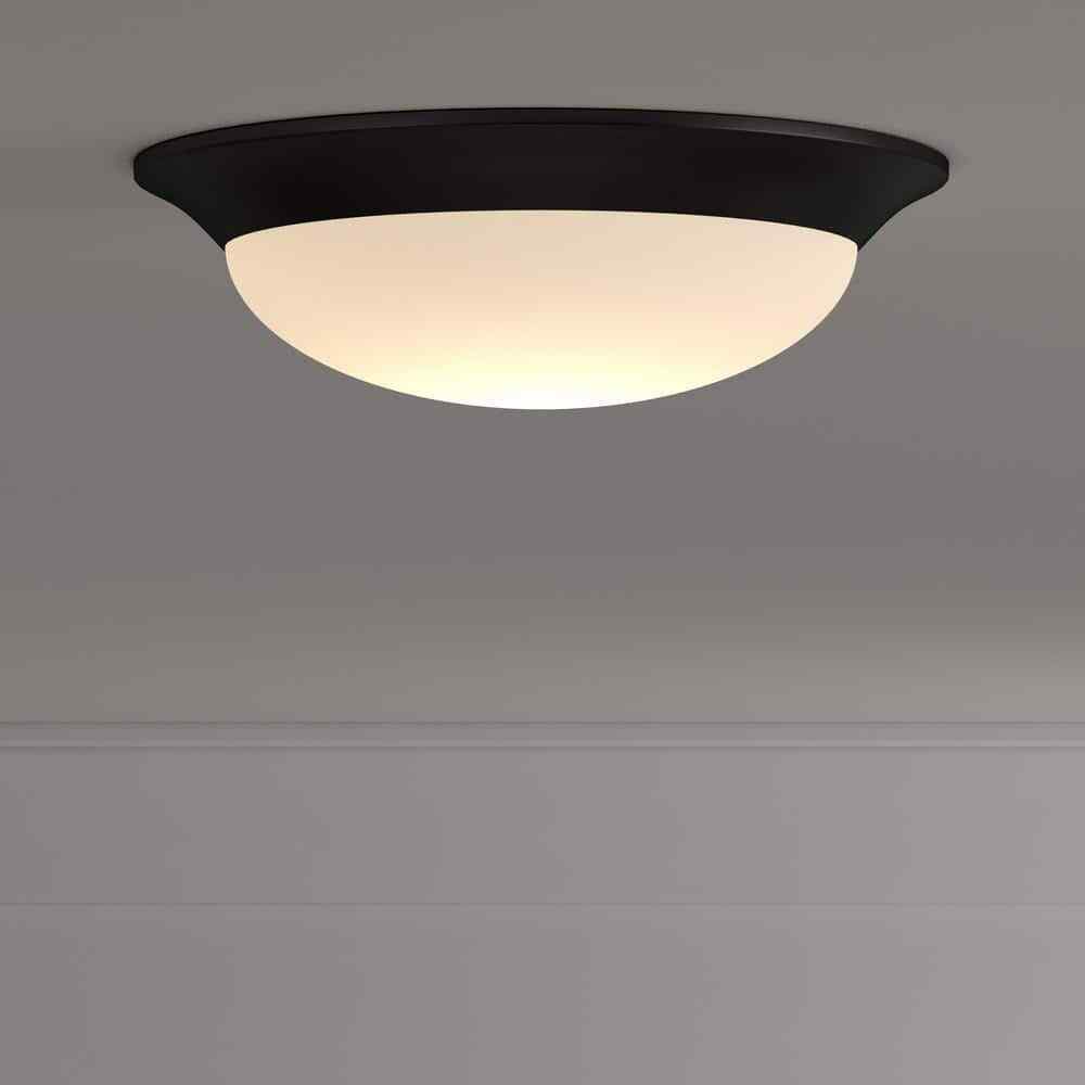 Hampton Bay Stetson 11 in. Satin Bronze 5CCT Integrated LED Flush Mount