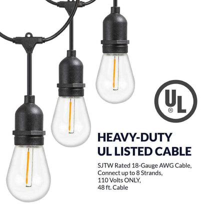Newhouse Lighting Outdoor/Indoor 48 ft. Plug-In S14 Bulb LED String Light