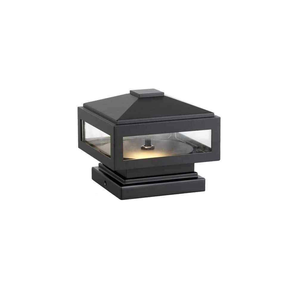 Havenridge 4 in. Low Volt Black LED Aluminum Hardwired Outdoor Pier Mount Light