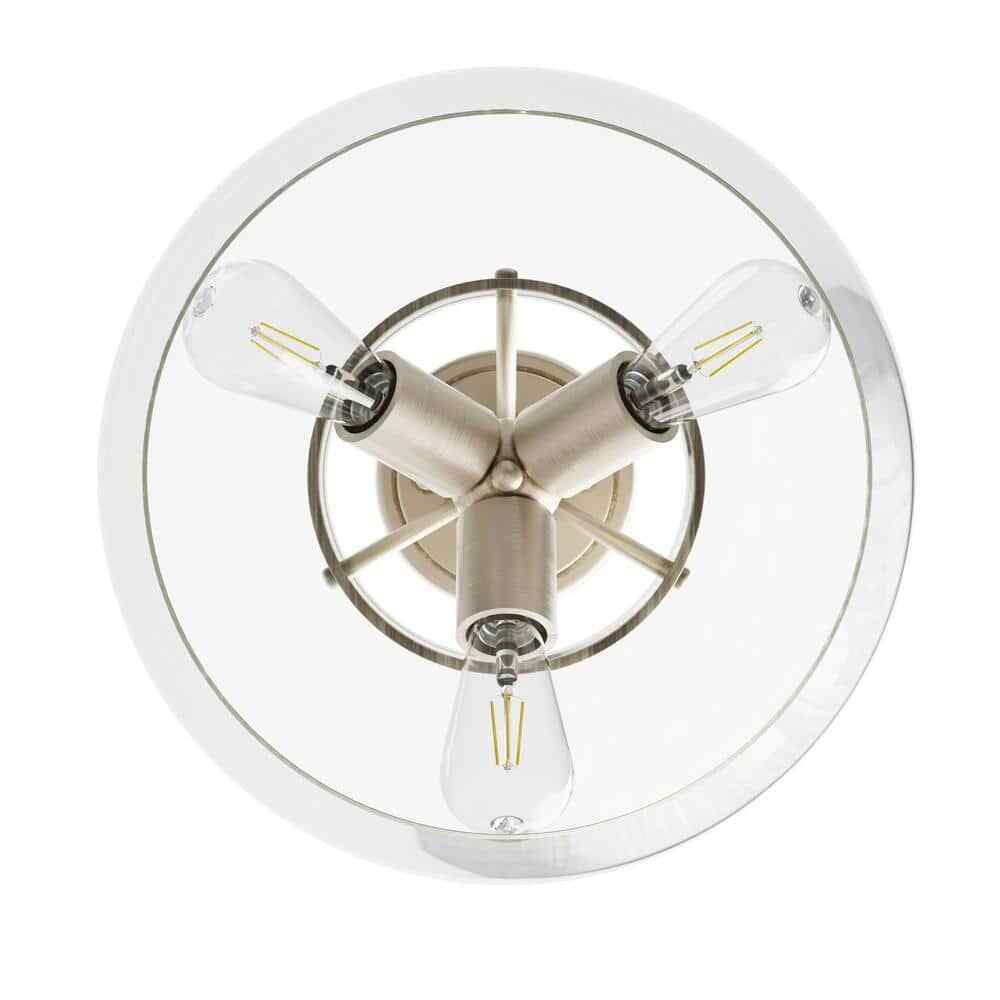 Merra 3-Light Blushed Nickel Semi Flush Mount Ceiling Light with Glass Shade
