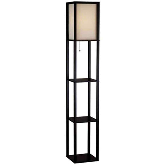 Hampton Bay 62.75 in. Black w. Antique Brass Shelf Floor Lamp AF33904