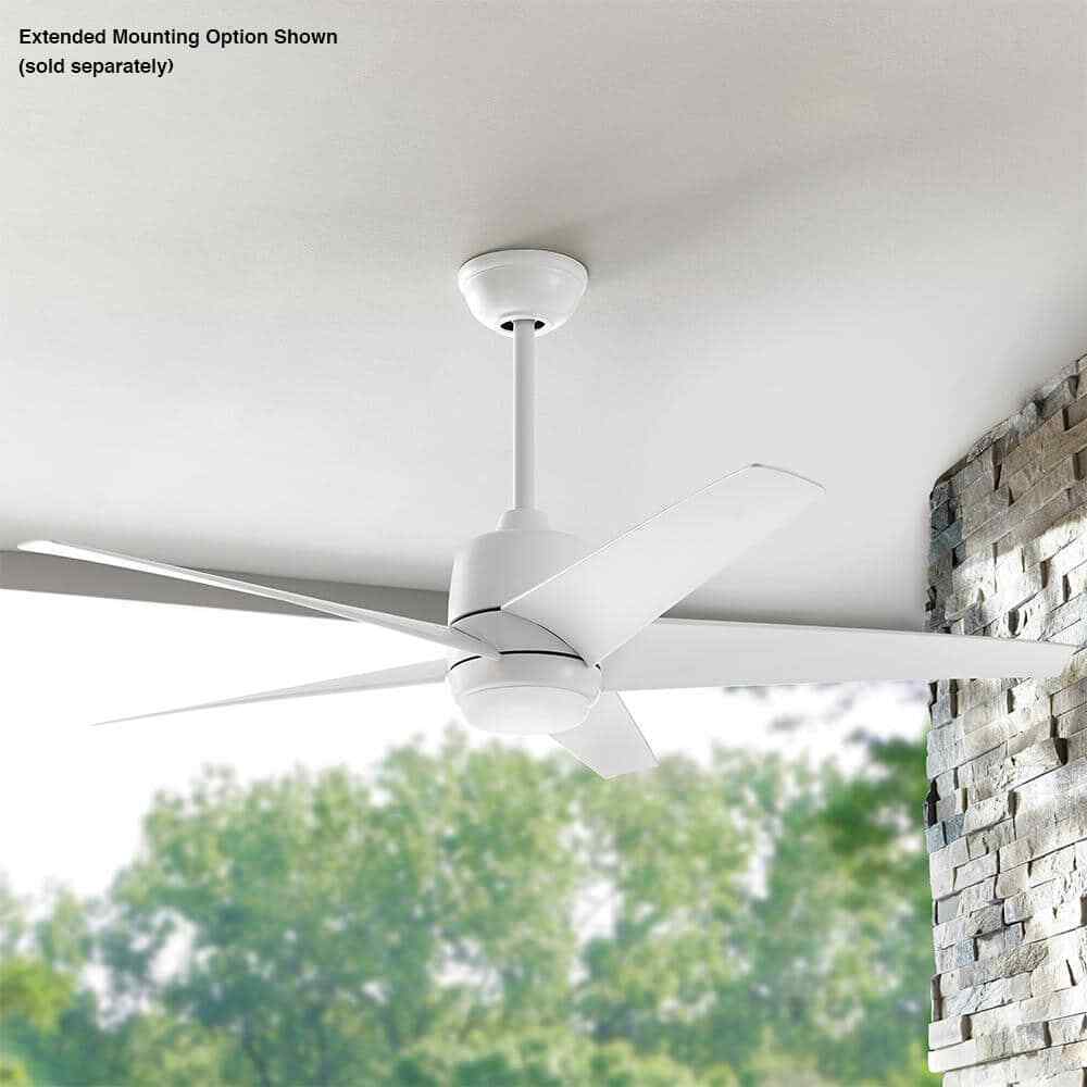 Hampton Bay Mena 54 in. White LED Indoor/Outdoor Matte White Ceiling Fan